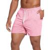 imageDeyeek 55 Inch Mens Pajama Shorts Sleep Cotton Lounge PJ Lightweight Elastic Waist Drawstring Nightwear Bottom with PocketsPink