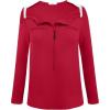 imageDeyeek Chemo Port Shirts for Women 2 Side Snaps Long Sleeve Shoulder Post Surgery Clothing Dialysis Breast Cancer ShirtsRed