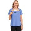 imageDeyeek Chemo Shirts for Port Access Women with 2 Hidden Side Zippers Post Surgery Short Sleeve Tear Away Adaptive Top TeesBlue
