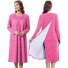 imageDeyeek Hospital Gowns for Women Post Shoulder Surgery Open Back Adaptive clothing lounge dress for PatientsampSeniors NightgownPink Print