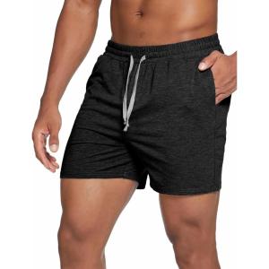 Deyeek 5.5 Inch Mens Pajama Shorts Sleep Cotton Lounge PJ Lightweight Elastic Waist Drawstring Nightwear Bottom with Pockets(Black)