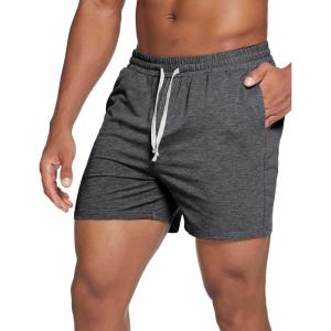 Deyeek 5.5 Inch Mens Pajama Shorts Sleep Cotton Lounge PJ Lightweight Elastic Waist Drawstring Nightwear Bottom with Pockets(Dark Grey)