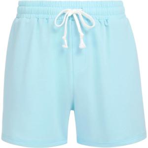 Deyeek 5.5 Inch Mens Pajama Shorts Sleep Cotton Lounge PJ Lightweight Elastic Waist Drawstring Nightwear Bottom with Pockets(Light Blue)