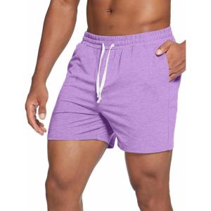 Deyeek 5.5 Inch Mens Pajama Shorts Sleep Cotton Lounge PJ Lightweight Elastic Waist Drawstring Nightwear Bottom with Pockets(Lilac)