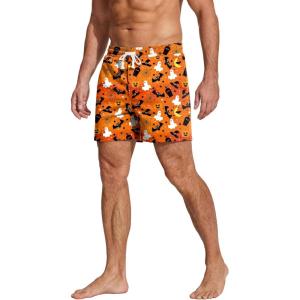 Deyeek 5.5 Inch Mens Pajama Shorts Sleep Cotton Lounge PJ Lightweight Elastic Waist Drawstring Nightwear Bottom with Pockets(Orange)