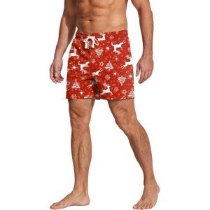 Deyeek 5.5 Inch Mens Pajama Shorts Sleep Cotton Lounge PJ Lightweight Elastic Waist Drawstring Nightwear Bottom with Pockets(Red)