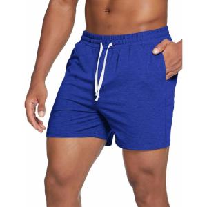 Deyeek 5.5 Inch Mens Pajama Shorts Sleep Cotton Lounge PJ Lightweight Elastic Waist Drawstring Nightwear Bottom with Pockets(Royal Blue)