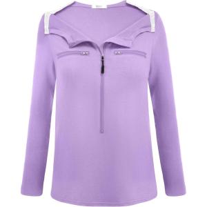 Deyeek Chemo Port Shirts for Women 2 Side Snaps Long Sleeve Shoulder Post Surgery Clothing Dialysis Breast Cancer Shirts(Purple)