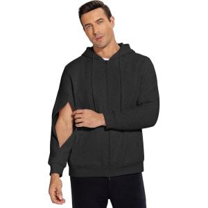 Deyeek Dialysis Sweatshirts with Arm Zipper Jacket Full-Zip Hemodialysis Cotton Warm Heavyweight Sweatshirt(Black)