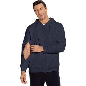 Deyeek Dialysis Sweatshirts with Arm Zipper Jacket Full-Zip Hemodialysis Cotton Warm Heavyweight Sweatshirt(Blue Purple)