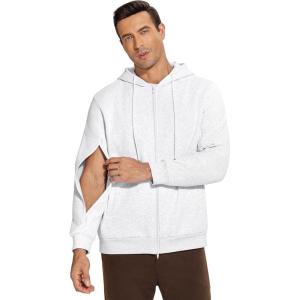Deyeek Dialysis Sweatshirts with Arm Zipper Jacket Full-Zip Hemodialysis Cotton Warm Heavyweight Sweatshirt(Gray)