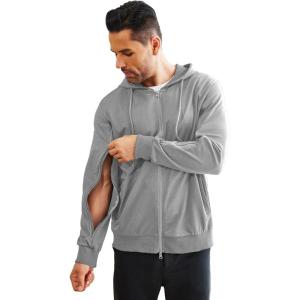 Deyeek Dialysis Sweatshirts with Arm Zipper Jacket Full-Zip Lightweight Hemodialysis Cotton Jacket with Pockets(Grey)