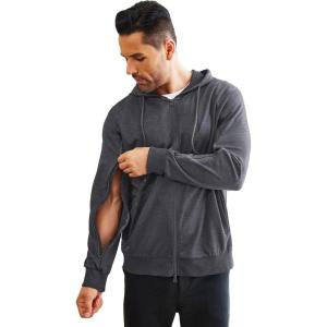 Deyeek Dialysis Sweatshirts with Arm Zipper Jacket Full-Zip Lightweight Hemodialysis Cotton Jacket with Pockets(Medium Gray)