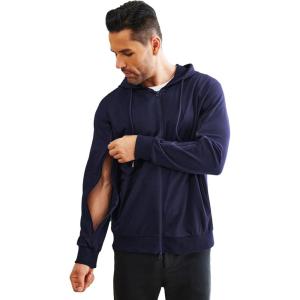 Deyeek Dialysis Sweatshirts with Arm Zipper Jacket Full-Zip Lightweight Hemodialysis Cotton Jacket with Pockets(Nave Blue)