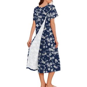 Deyeek Hospital Gowns for Women Labor Delivery Shoulder Surgery Dress Adaptive Clothing Night Robes for Elderly Plus Size(Green Flower)