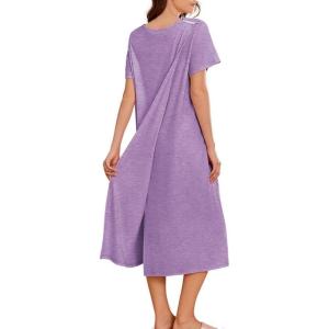Deyeek Hospital Gowns for Women Labor Delivery Shoulder Surgery Dress Adaptive Clothing Night Robes for Elderly Plus Size(Mauve)