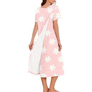 Deyeek Hospital Gowns for Women Labor Delivery Shoulder Surgery Dress Adaptive Clothing Night Robes for Elderly Plus Size(Pink Daisy)