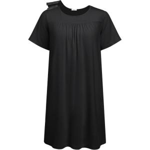 Deyeek Hospital Gowns for Women Tear Away Snap Open Back Dress Post Shoulder Surgery Dresses Soft Adaptive Clothing Nightgown(Black)