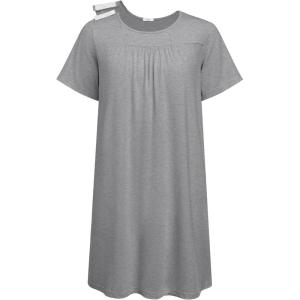 Deyeek Hospital Gowns for Women Tear Away Snap Open Back Dress Post Shoulder Surgery Dresses Soft Adaptive Clothing Nightgown(Light Grey)