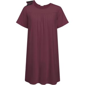 Deyeek Hospital Gowns for Women Tear Away Snap Open Back Dress Post Shoulder Surgery Dresses Soft Adaptive Clothing Nightgown(Red)