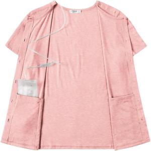 Deyeek Mastectomy Shirts with Drain Pockets Tear Away Side Shoulder Surgery Tops for Women Chemo Shirts for Port Access(Pink)
