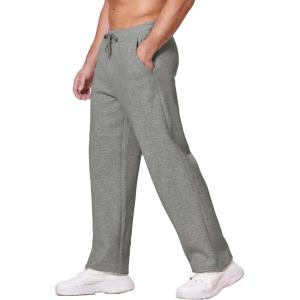 Deyeek Men’s Fleece Lined Sweatpants Open Bottom Straight Leg Sweat Pants for Mens Loose Fit Joggers Sweatpants with Pockets(Dark Grey)