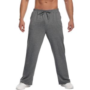 Deyeek Men’s Lightweight Sweatpants Open Bottom Sweat Pants for Men Straight Leg Gym Sweatpants Lounge Pants with Pockets(Dark Grey)