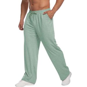 Deyeek Men’s Lightweight Sweatpants Open Bottom Sweat Pants for Men Straight Leg Gym Sweatpants Lounge Pants with Pockets(Green)