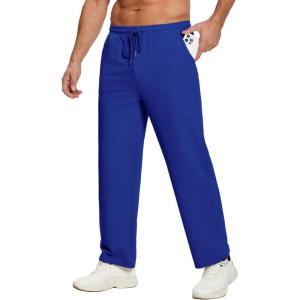 Deyeek Men’s Lightweight Sweatpants Open Bottom Sweat Pants for Men Straight Leg Gym Sweatpants Lounge Pants with Pockets(Royal Blue)
