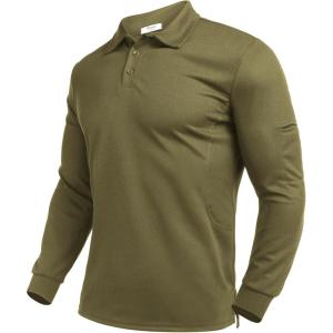 Deyeek Men’s Polo Shirts Long Sleeve Golf Polo Shirts for Men Quick Dry UPF 50+ Sun Protection Polos Casual Collared Shirts(Green)