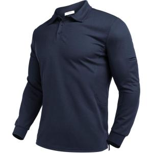 Deyeek Men’s Polo Shirts Long Sleeve Golf Polo Shirts for Men Quick Dry UPF 50+ Sun Protection Polos Casual Collared Shirts(Navy)