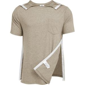 Deyeek Men’s Post Shoulder Surgery Shirts Recovery Tear Away Short Sleeve Full Open Side Snap Adaptive Chemo Clothing(Khaki)