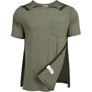 Deyeek Men’s Post Shoulder Surgery Shirts Recovery Tear Away Short Sleeve Full Open Side Snap Adaptive Chemo Clothing(Olive Green)