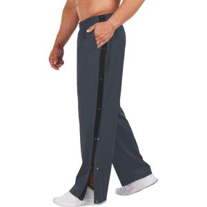 Deyeek Men’s Tear Away Basketball Pants High Split Snap Button Casual Post-Surgery Sweatpants with Pockets(Graphite Gp2)