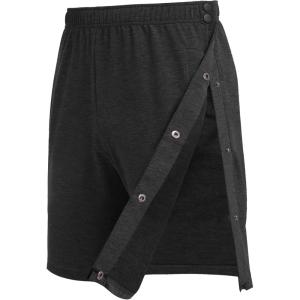 Deyeek Mens Tear Away Shorts Post Surgery Recovery Side Snap Shorts Color Block Cotton Break Away Pants with Pockets(Black)