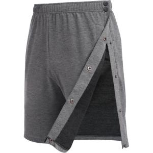 Deyeek Mens Tear Away Shorts Post Surgery Recovery Side Snap Shorts Color Block Cotton Break Away Pants with Pockets(Grey)