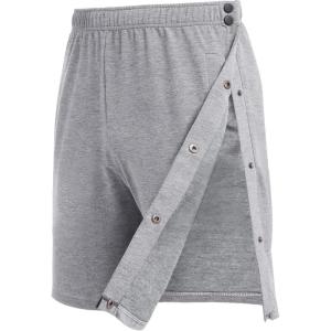 Deyeek Mens Tear Away Shorts Post Surgery Recovery Side Snap Shorts Color Block Cotton Break Away Pants with Pockets(Light Grey)