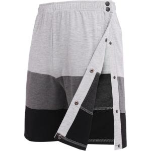 Deyeek Mens Tear Away Shorts Post Surgery Recovery Side Snap Shorts Color Block Cotton Break Away Pants with Pockets(Style 1)