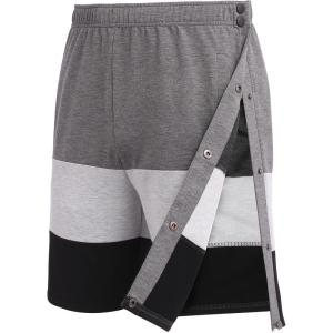 Deyeek Mens Tear Away Shorts Post Surgery Recovery Side Snap Shorts Color Block Cotton Break Away Pants with Pockets(Style 2)