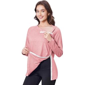Deyeek Post Shoulder Surgery Shirts for Women Full Tear Away 2 Side Snaps After Rotator Cuff Chemo Port Adaptive Clothing(Pink)