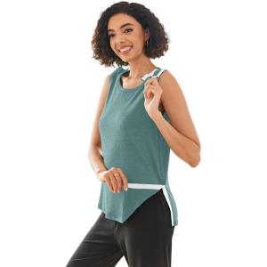 Deyeek Post Shoulder Surgery Shirts for Women Tear Away Snap Button Rotator Cuff Shirt Mastectomy Chemo Port Access Tank Tops(Green)