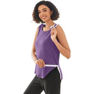 Deyeek Post Shoulder Surgery Shirts for Women Tear Away Snap Button Rotator Cuff Shirt Mastectomy Chemo Port Access Tank Tops(Purple)