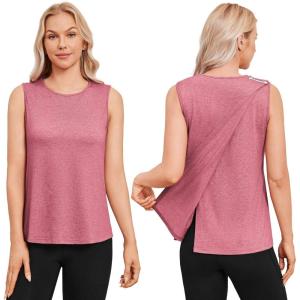Deyeek Post Surgery Shirts for Women Shoulder Snap Tear Away Open Back Hospital Tank Tops Sleeveless Adaptive Clothing(Rose Taupe)