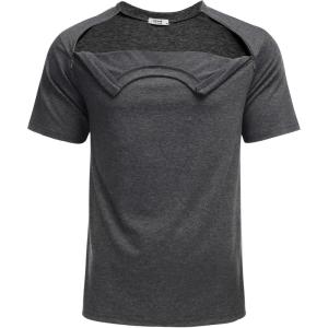 Deyeek Unisex Chemo Port Shirts Post Shoulder Surgery Recovery Shirts Tear Away Side Zippers Off Full Open Chemo Clothing(Dark Grey)