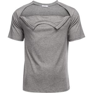 Deyeek Unisex Chemo Port Shirts Post Shoulder Surgery Recovery Shirts Tear Away Side Zippers Off Full Open Chemo Clothing(Grey)