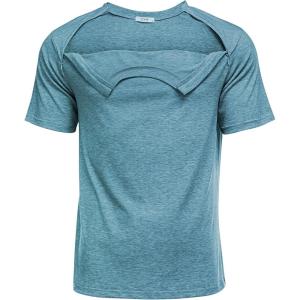 Deyeek Unisex Chemo Port Shirts Post Shoulder Surgery Recovery Shirts Tear Away Side Zippers Off Full Open Chemo Clothing(Peacock Blue)