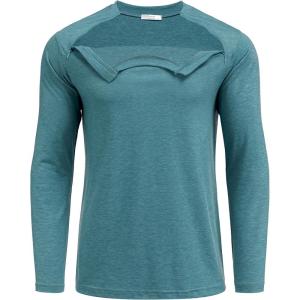 Deyeek Unisex Chemo Shirts for Port Access Chemotherapy Must Haves Long Sleeve Cancer Care Package for Men(Peacock Blue)