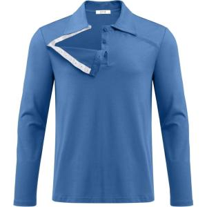 Deyeek Unisex Chemo Shirts for Port Access Post Shoulder Surgery Recovery Shirt Long Sleeve Tear Away Adaptive Chemo Clothing(Blue)