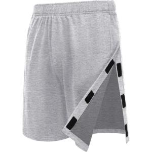 Deyeek Unisex Tear Away Shorts 9″ Snap On Athletic Shorts Cotton Post Knee Hip Surgery Recovery Lounge Short with Pockets(Grey)