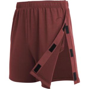 Deyeek Unisex Tear Away Shorts Snap On Athletic Cotton Shorts Post Knee Surgery Recovery Hip Replacement Pants with Pockets(Burgundy)